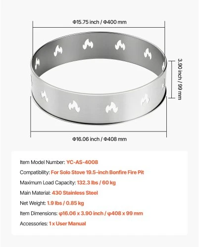 Koduva VEVOR ugniakuro stovas Solo Stove Bonfire, 49,5 cm, nerūdijančio plieno