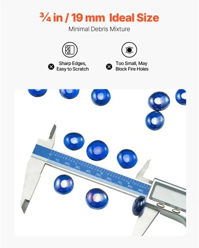Koduva VEVOR ugnies stiklas, 10 lb / 4,5kg, 3/4 col. / 19,05 mm, kobalto mėlynas