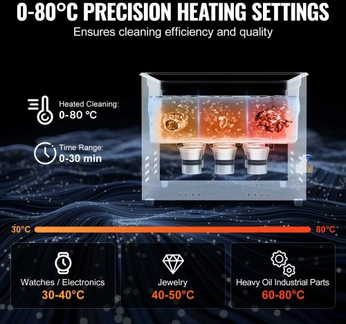 VEVOR Ultragarsinė valymo mašina, 15 l, 360 W, su laikmačiu ir šildytuvu, 40 kHz, su krepšiu