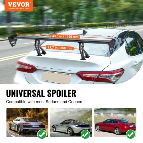 VEVOR Universalus galinis spoileris GT stiliaus reguliuojamas bagažinės sparnas 110 cm