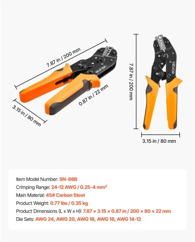 Koduva VEVOR užspaudimo įrankis SN-68B, 0,25-4 mm²
