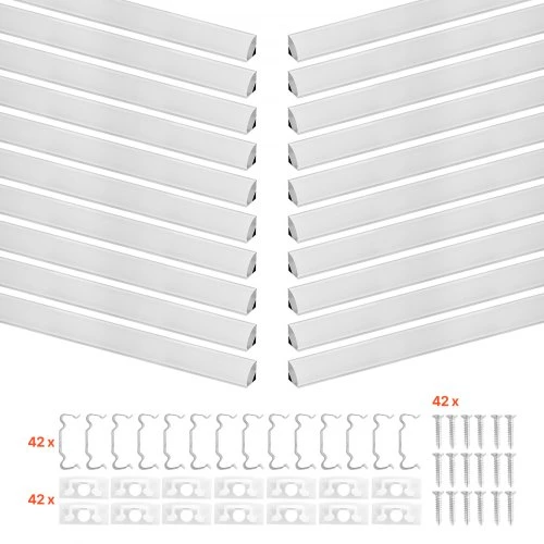 Koduva VEVOR V formos LED aliuminio profilis 20 vnt., 1 m, su pieniniu gaubtu