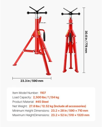 VEVOR V formos vamzdžių stovas, reguliuojamas 71–132 cm, 1134 kg, sulankstomas