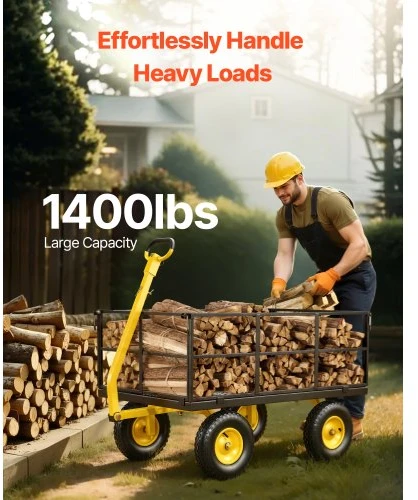 Koduva VEVOR V1400 plieno sodo vežimėlis, geltonas ir juodas, 635 kg