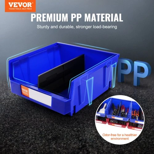 VEVOR V4 plastikinė laikymo dėžė, 27,6 x 27,9 x 12,8 cm, mėlyna/raudona, 6 vnt.