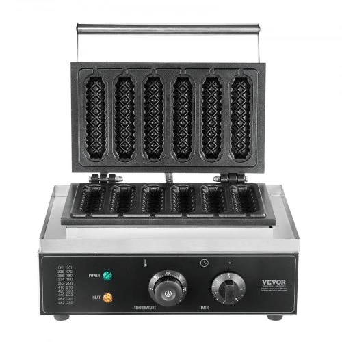 VEVOR Vaflių kepimo aparatas, 6 vnt., 1500 W, sidabrinis, HT-119