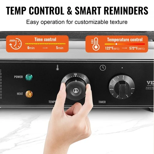 VEVOR Vaflių kepimo aparatas, 6 vnt., 1500 W, sidabrinis, HT-119