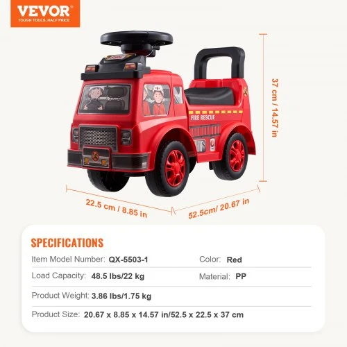 VEVOR Vaikiška stumiamoji mašinėlė, raudona, QX-5503-1