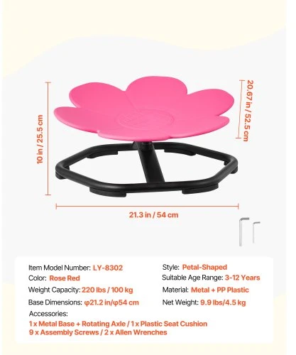 VEVOR Vaikiška sukamąji kėdė, 100 kg, gėlės formos sensorinė, rožinė