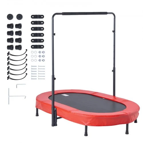 VEVOR Vaikų batutas 56x36 colių, sulankstomas mini batutas su rankena, raudonas