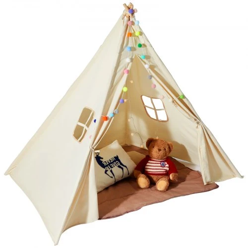 Koduva VEVOR vaikų žaidimų palapinė, teepee palapinė, smėlio spalvos, 118 x 118 x 143 cm
