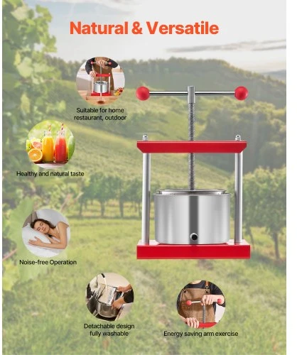 Sulčiaspaudė Koduva VEVOR vaisių vyno presas, 3 l, nerūdijančio plieno, rankinis