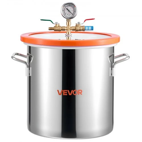 VEVOR Vakuuminė kamera su pompa, 18,93 l, 3,5 CFM 99 l/min, vienpakopė vakuuminė pompa