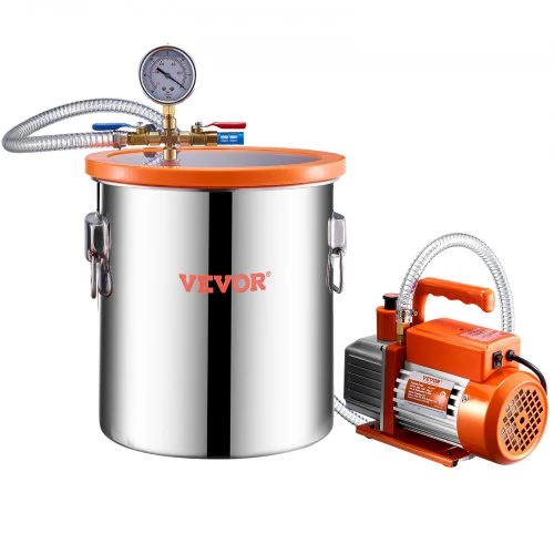 Koduva VEVOR vakuuminės kameros ir siurblio rinkinys, 19 l, 100 l/min, nerūdijančio plieno kamera, akrilinis dangtis