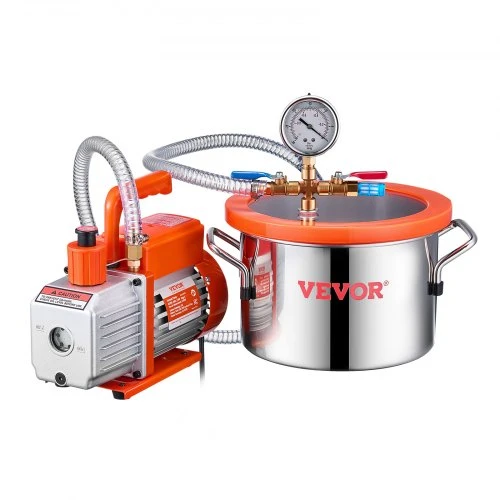 Koduva VEVOR vakuuminės kameros ir siurblio rinkinys, 5,7 l, 100 l/min, nerūdijančio plieno, su akriliniu dangčiu