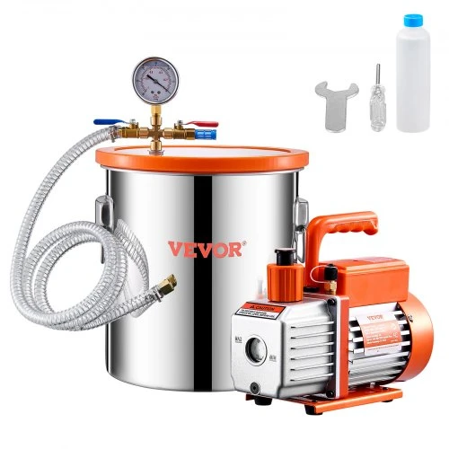 Koduva VEVOR vakuuminės kameros ir siurblio rinkinys, 19 l, 100 l/min, nerūdijančio plieno kamera, akrilinis dangtis