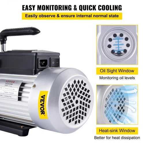 Koduva VEVOR vakuuminis siurblys, 340 l/min (12 CFM), įleidimo anga 1/4"