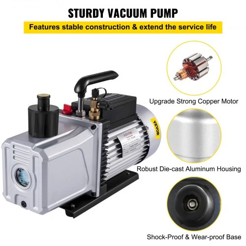 Koduva VEVOR vakuuminis siurblys, 340 l/min (12 CFM), įleidimo anga 1/4"