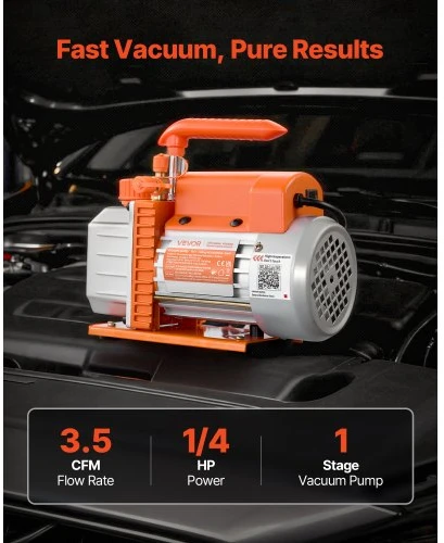 Koduva VEVOR vakuuminis siurblys, 3,5 CFM (99 L/min), vienos pakopos HVAC rotacinis mentinis, R134a/R22/R410a, 1/4 AG
