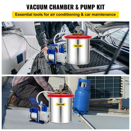 VEVOR Vakuumo kamera su siurbliu, 5 gal / 18,9 l, 5 CFM, 1/3 AG, vienpakopė