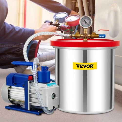 VEVOR Vakuumo kamera su siurbliu, 5 gal / 18,9 l, 5 CFM, 1/3 AG, vienpakopė