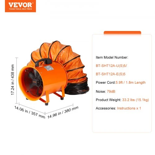 Koduva VEVOR vamzdinis ištraukimo ventiliatorius, 304,8 mm, 5 m ortakis, 367 W