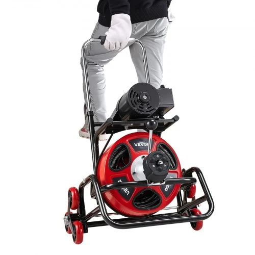 VEVOR Vamzdžių valymo įrenginys 30 m x 12,7 mm, automatinio padavimo kanalizacijos sraigtas, 50–150 mm vamzdžiams