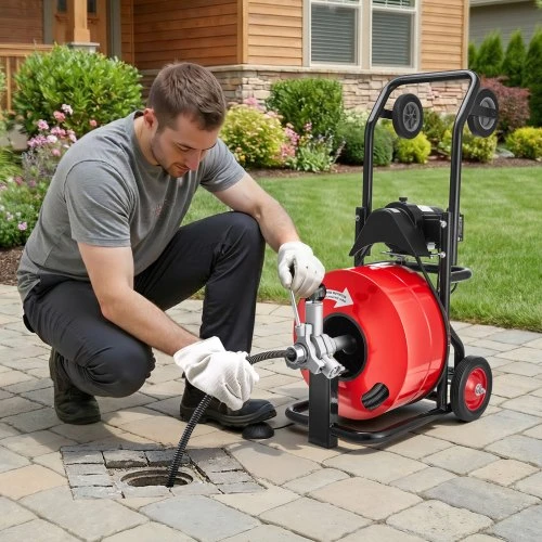 VEVOR Vamzdžių valymo mašina 30 m x 19 mm, automatinio padavimo kanalizacijos sraigtas, 6 peiliai