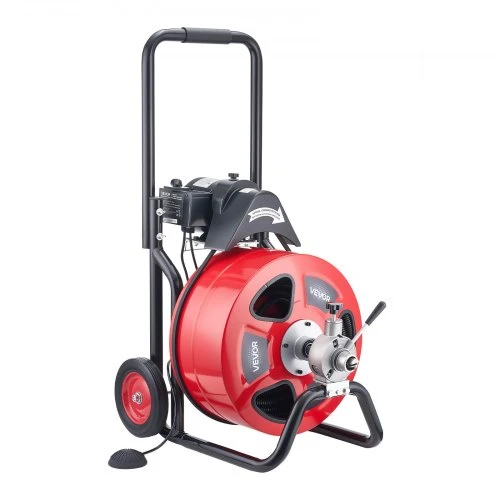 VEVOR Vamzdžių valymo mašina 30 m x 19 mm, automatinio padavimo, su 4 antgaliais ir kojiniu jungikliu