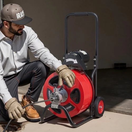 VEVOR Vamzdžių valymo mašina 30 m x 19 mm, automatinio padavimo, su 4 antgaliais ir kojiniu jungikliu