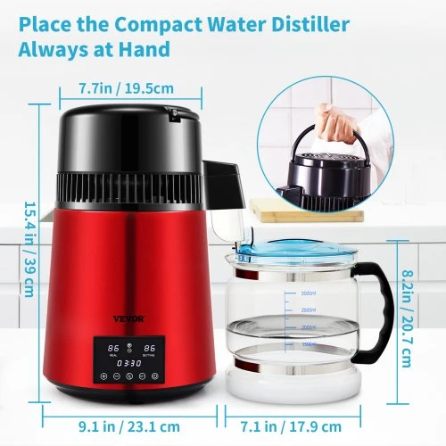 VEVOR Vandens distiliatorius, 1 L/val., 4 l, 750 W, 220 V