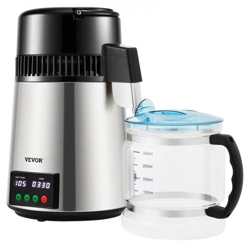 VEVOR Vandens distiliatorius 4 l, 1 l/val., su laiko ir temperatūros ekranu, sidabrinis