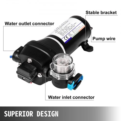 VEVOR Vandens slėgio diafragminis siurblys FL-40, 12V, 17 l/min, ketaus