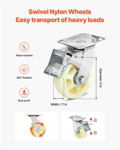 VEVOR Vandens transporto dolly, 1800 lb keliamoji galia, PWC stovas su fiksuota atrama ir 4 ratukais su 2 stabdžiais