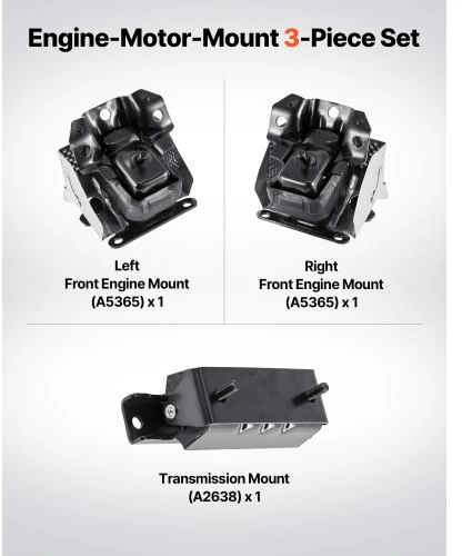 VEVOR Variklio ir transmisijos variklio pagalvių rinkinys, 3 vnt., Chevrolet Silverado 1500 5.3L V8 (2007–2013)