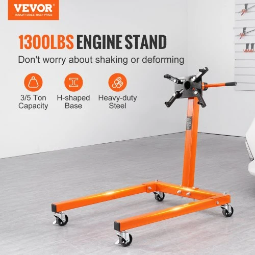 VEVOR Variklio stovas, 1300 lb, su 360° reguliuojama galvute