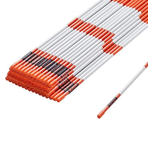 VEVOR Važiuojamosios dalies žymekliai, 100 vnt., 122 cm, oranžiniai stiklo pluošto kuolai su atspindinčia juosta