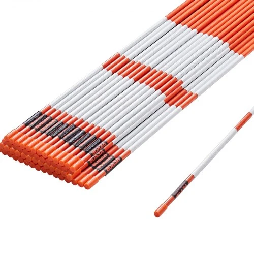 VEVOR Važiuojamosios dalies žymekliai, 50 vnt., 122 cm, 0,79 cm, oranžiniai stiklo pluošto kuolai su atspindinčia juosta