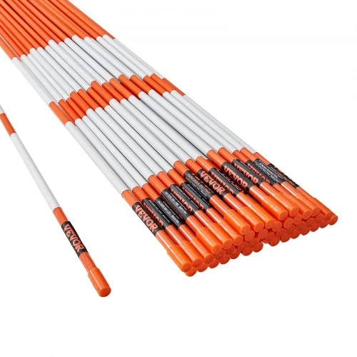 VEVOR Važiuojamosios dalies žymekliai, 50 vnt., 122 cm, 0,79 cm, oranžiniai stiklo pluošto kuolai su atspindinčia juosta