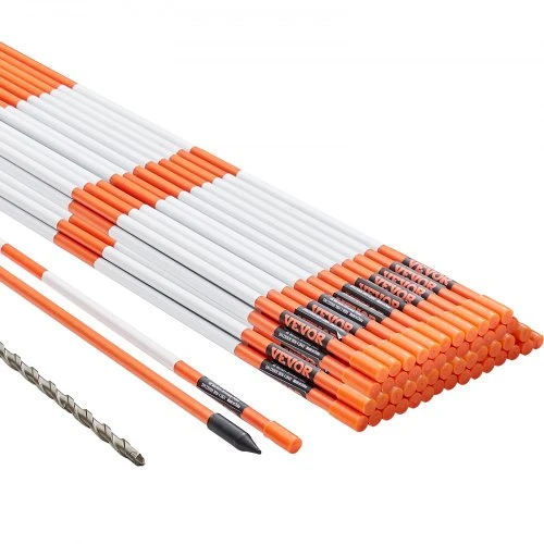 VEVOR Važiuojamosios dalies žymekliai, 50 vnt., 122 cm, 0,79 cm, oranžiniai stiklo pluošto kuolai su atspindinčia juosta