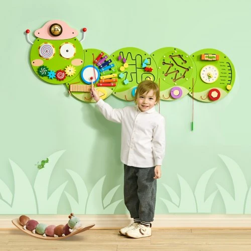 VEVOR Veiklos sieninė užimtumo lenta vaikams, 12 veiklų, Montessori sensorinės sienos panelės, 3–12 m.