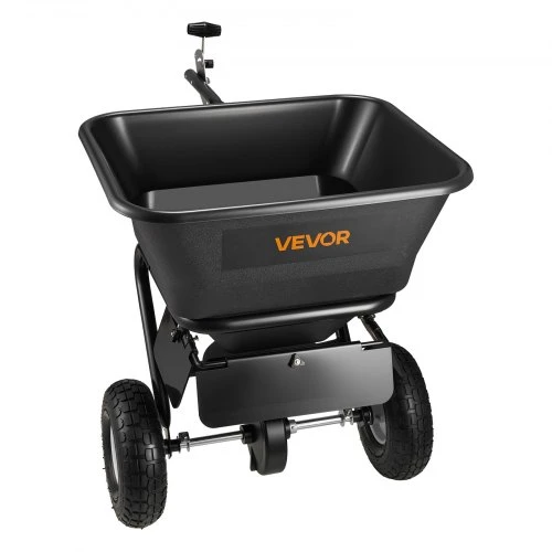VEVOR Velkamas vejos barstytuvas, 3 m barstymo plotis, 38,6kg talpa, universalus prikabinimas, 10 colių visureigiai ratai