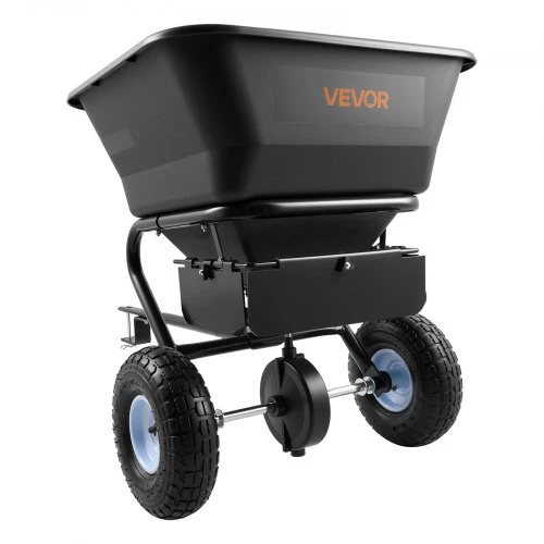 VEVOR Velkamas vejos barstytuvas, 3 m barstymo plotis, 38,6kg talpa, universalus prikabinimas, 10 colių visureigiai ratai