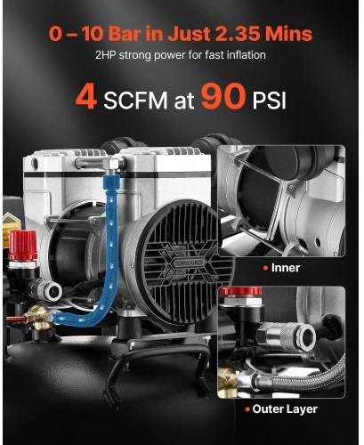 Koduva VEVOR vertikalus oro kompresorius, 30 l, 1.5 kW, 10 bar