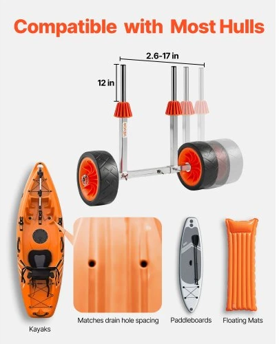 VEVOR Vežimėlis baidarėms, 113,4kg keliamoji galia, 19,1 cm padangos, su atrama