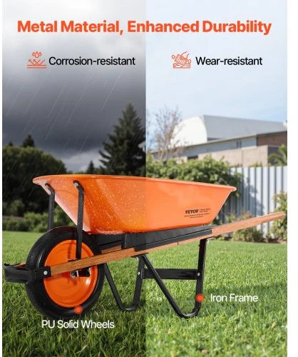 Koduva VEVOR vežimėlis WB-1000, oranžinis ir juodas, 120 kg, 5 cu. ft.