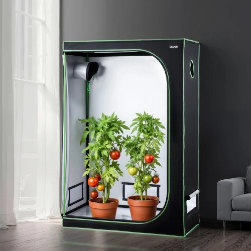 Koduva VEVOR vidaus auginimo palapinė, 120 x 60 x 180 cm, 600D labai atspindinti Mylar, su stebėjimo langeliu, dugno padėklu ir užtrauktuku