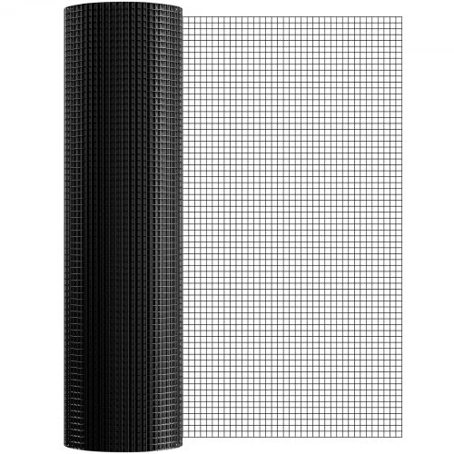 VEVOR Vielos tinklas, 36 col. x 50 pėd. cinkuotas ritinys, 19 gauge, juoda vinilo danga