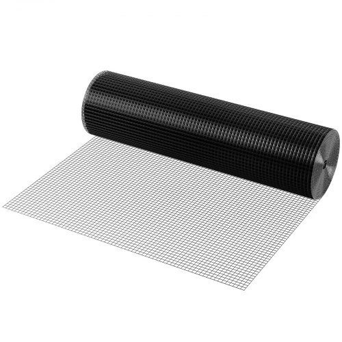 VEVOR Vielos tinklas, 36 col. x 50 pėd. cinkuotas ritinys, 19 gauge, juoda vinilo danga