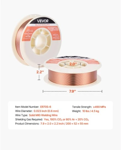 Koduva VEVOR vientisa MIG suvirinimo viela ER70S-6 0,6 mm 4,5kg
